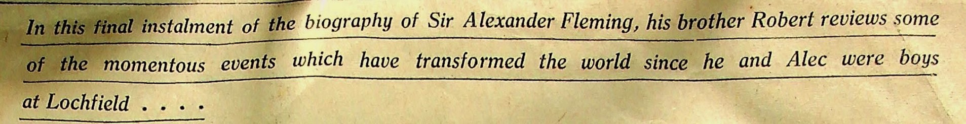 Headline for Robert Fleming article 21